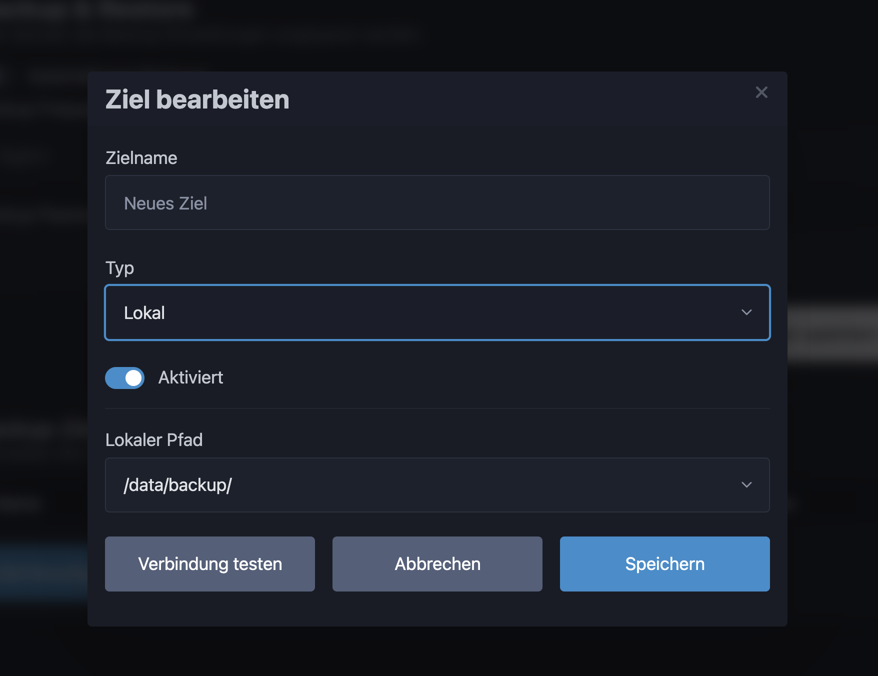 Backup Speicherort