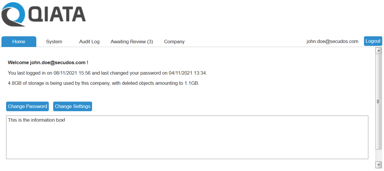 Company Administrator Home