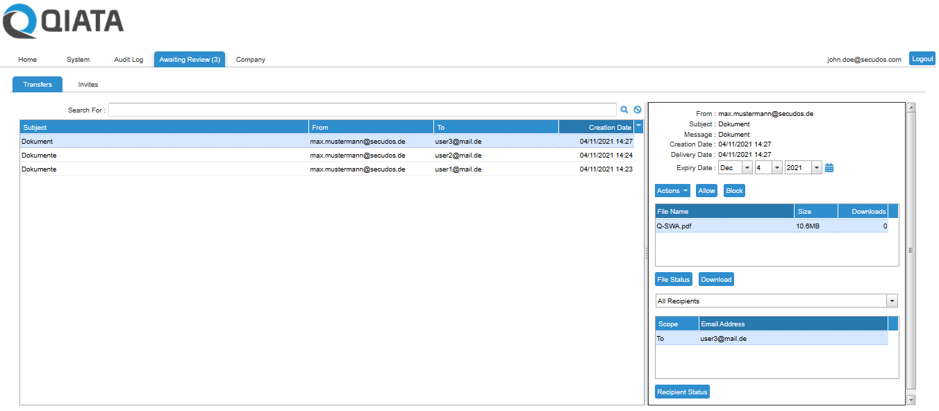 Awaiting Review Page