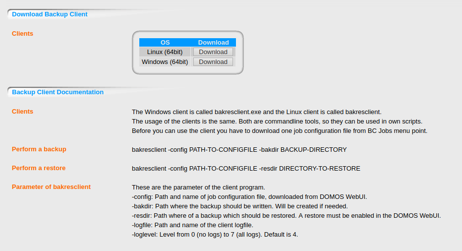 DOMOS BackupNG Backup Client BC Download