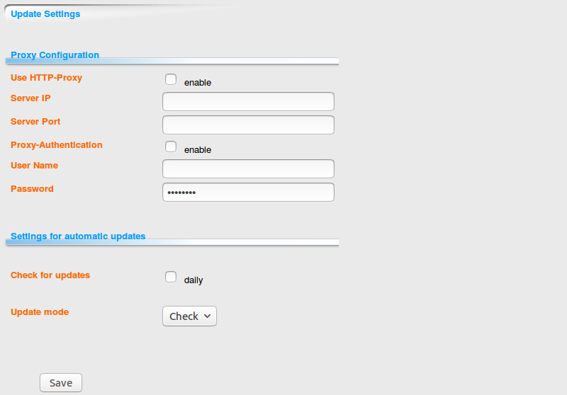 DOMOS System Updates Settings